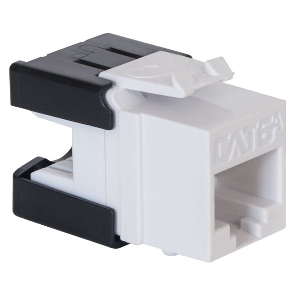 کیستون شبکه UTP رده Cat6A، سفید با کاور مشکی